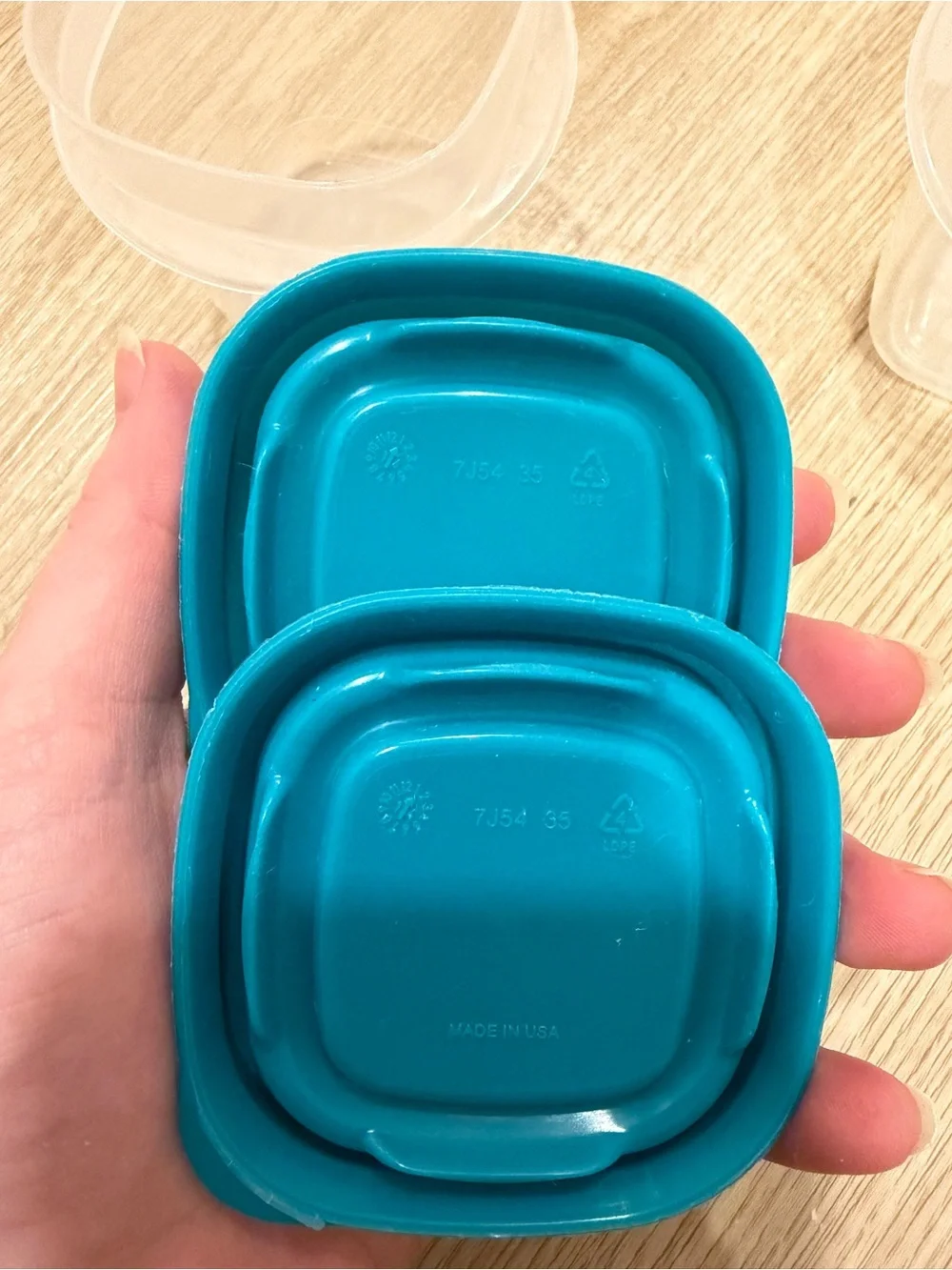 Lot x3 Rubbermaid 4oz Food Storage Clear Containers Red Turquoise Lids 6pc Set
